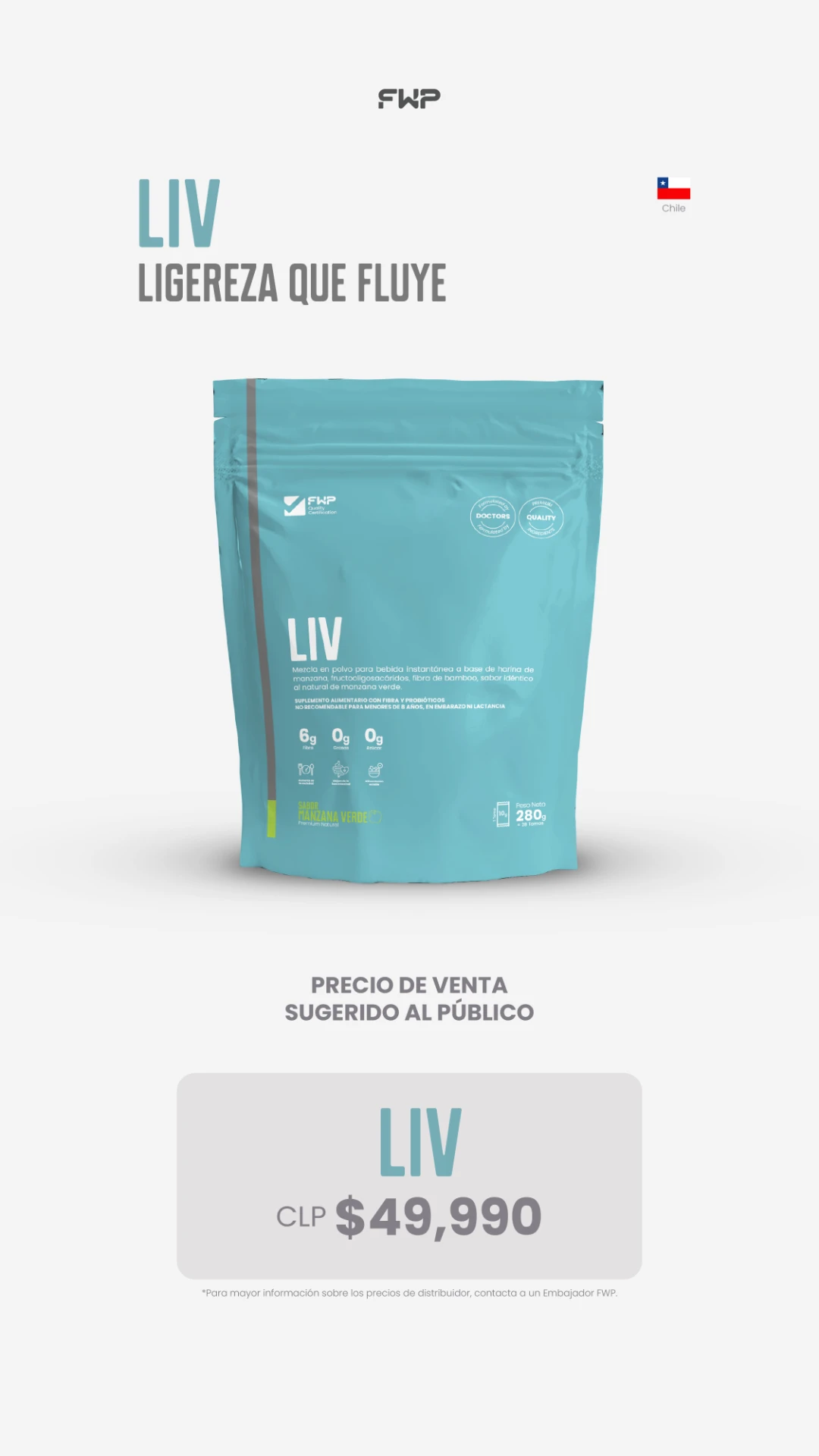 Precio de venta sugerido de LIV en Chile: $49.990 CLP